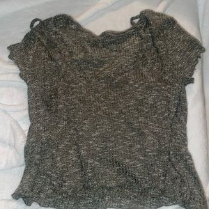 Dark Green, knit, tank top and short sleeve blouse set.